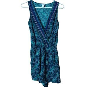 Mossimo Women's XS Sleeveless V Wrap Front Boho Shorts Romper Multicolored